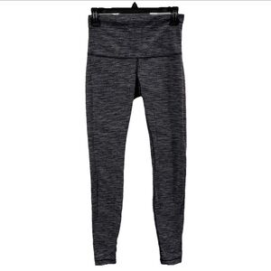 Lululemon High Rise Wunder Under Leggings Grey Black Jacquard Knit Full Length 6